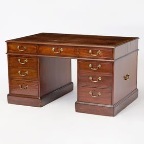 George III Mahogany Pedestal Desk