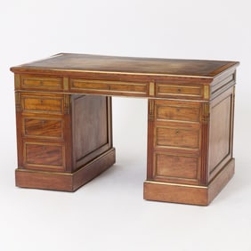 George III Style Mahogany Pedestal Desk