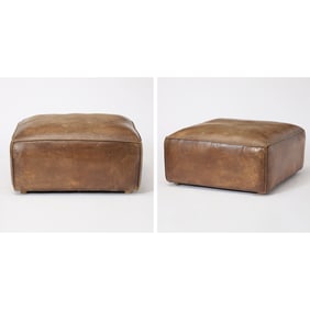Pair of Leather Ottomans
