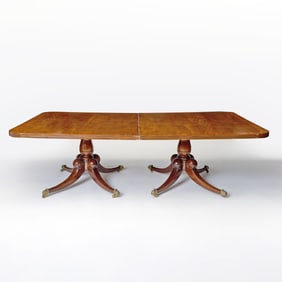 Regency Style Mahogany Double Pedestal Dining Table