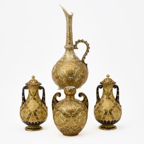 Group of Three Derby Crown Porcelain Vases Together with a Royal Crown Derby Porcelain Ewer