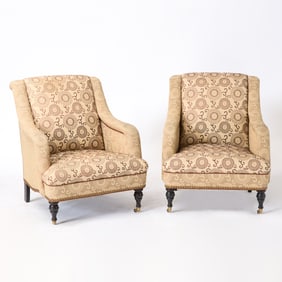 Pair of Upholstered Club Chairs