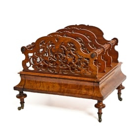 Victorian Burled Walnut Canterbury