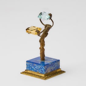 Gilt-Bronze and Silver, Lapis, Aquamarine and Citrine Table Ornament