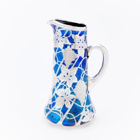 Loetz Silver Overlay Glass Ewer