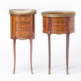 Two Louis XV Kingwood and Amaranth Inlaid Tables en Chiffoniere