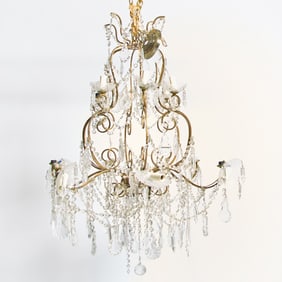 Louis XV Style Gilt Metal and Glass Twelve-Light Chandelier