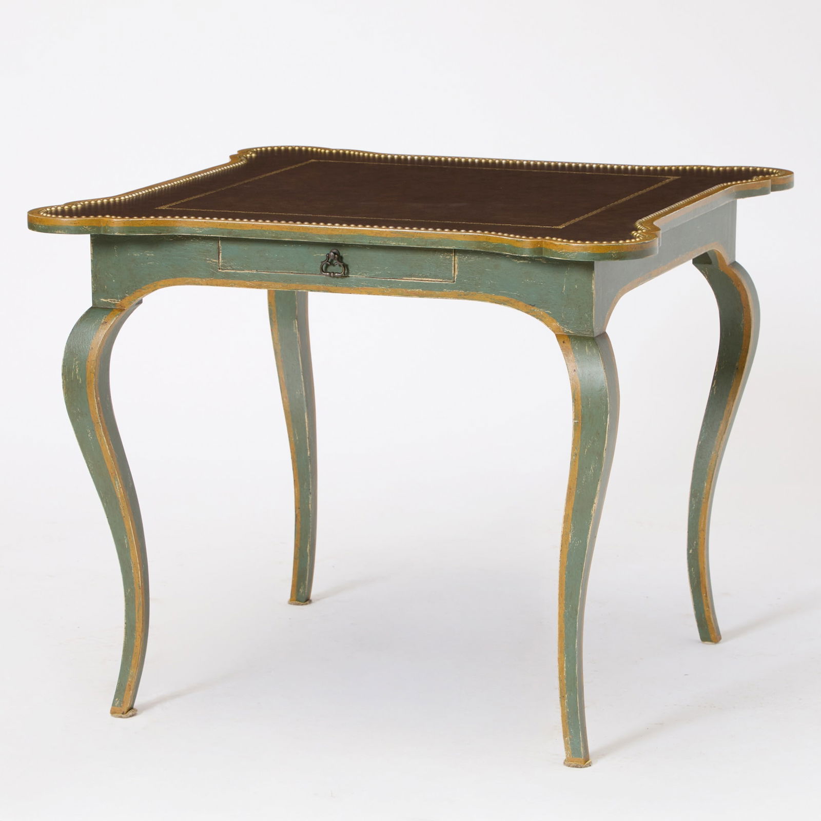Louis XV Style Painted Inset Leather Game Table (1 of 7)