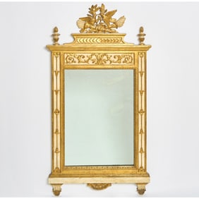 Louis XVI Style Parcel Gilt and White Painted Wall Mirror