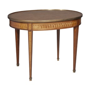 Louis XVI Style Tulipwood Inlaid Oval Writing Table