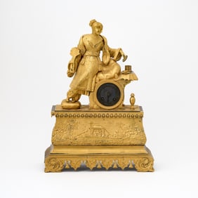 Louis Philippe Gilt-Metal Chinoiserie Figural Mantel Clock