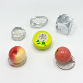 Group of Six Glass Paperweights