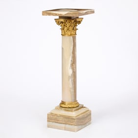 Gilt Metal-Mounted Onyx Corinthian Column Form Pedestal