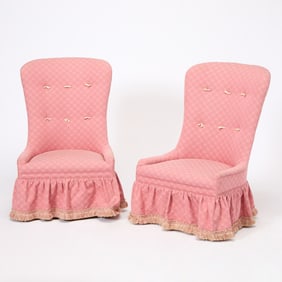 Pair Upholstered Slipper Chairs