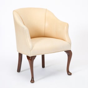 Venetian Style Leather Upholstered Mahogany Bergere