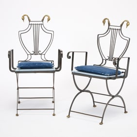 Pair of Wrought Iron Folding Chairs