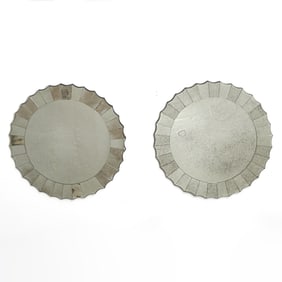 Pair of Venetian Style Border Glass Mirrors