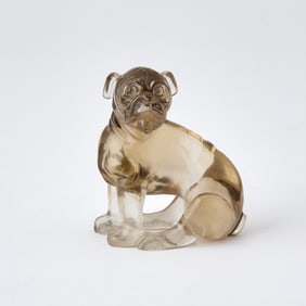 Smoky Quartz Figure of a Seated Pug