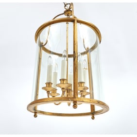 Baguès Style Gilt Metal and Glass Six-Light Hall Lantern
