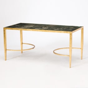 Modern Gilt-Iron and Mirrored Low Table