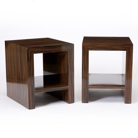Pair of Contemporary Design 'Zebra' Wood Side Tables