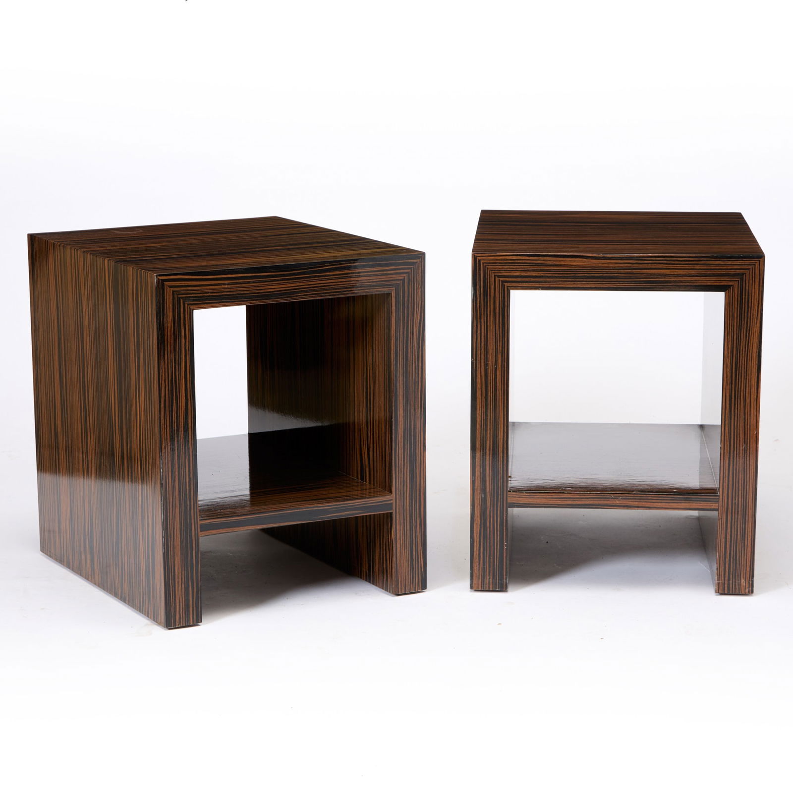 Pair of Contemporary Design 'Zebra' Wood Side Tables (1 of 4)