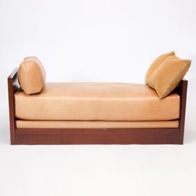 Leather Upholstered Mahogany Daybed