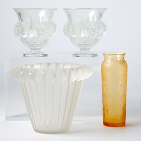 Four Lalique Glass Vases One amber