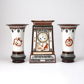Three-Piece Porcelain Clock Garniture