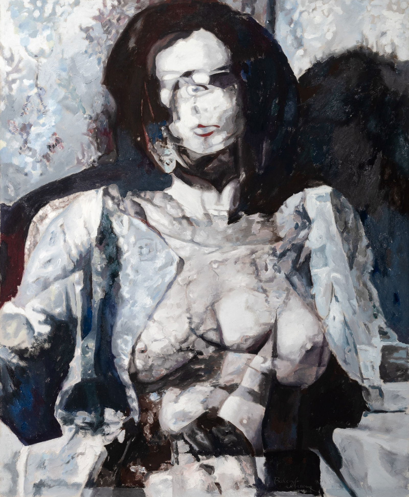 Balcomb Greene: American, 1904-1990The Robe Signed Balcomb Greene (lr); inscribed as titled on the stretcher Oil on canvas56 x 46 inches (142.2 x 116.8 cm) (Framed 57 5/8 x 47 1