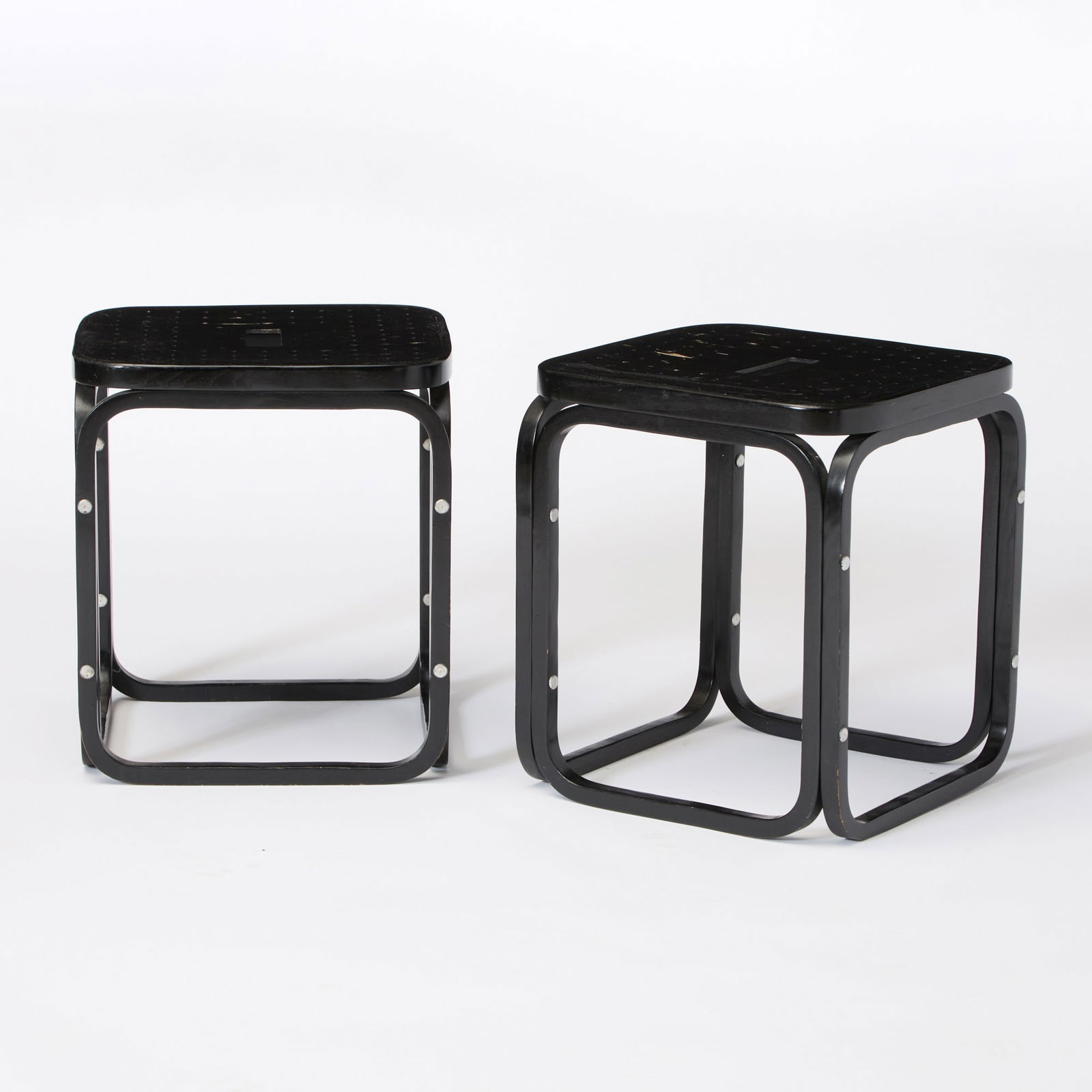 Pair of Otto Wagner Black Painted Bentwood Stools (1 of 5)