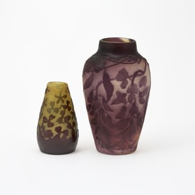 Two Gallé Acid-Etched Cameo Glass Vases