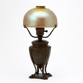 Tiffany Studios Bronze and Gold Favrile Cased Glass ‘Grecian Urn’ Table Lamp