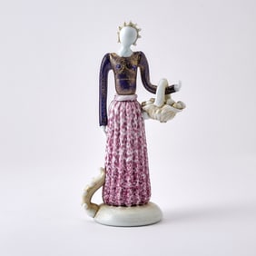 Ercole Barovier Murano Glass Figure of a Peasant Woman With Basket
