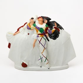 Léon Leyritz for Atelier La Maitrise Art Deco Porcelain Commedia dell'Arte Group