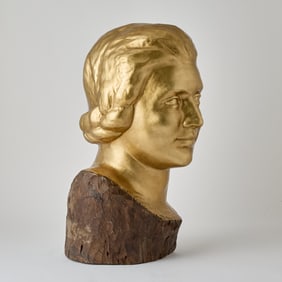 French Art Moderne Carved and Giltwood Head of a Woman