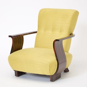 Art Deco Upholstered Rosewood Armchair