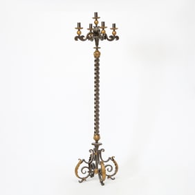 Gilbert Poillerat Forged and Patinated Iron Floor Lamp