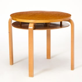 Alvar Aalto Birch Veneered Circular Two-Tiered Model No. 70 Occasional Table