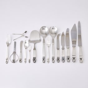 Georg Jensen Sterling Silver "Acorn" Pattern Flatware Service
