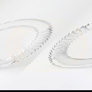 Georg Jensen Sterling Silver Tray: Pattern no. 45, designed by Johan Rohde, post-1945 Of shallow oval form, height 1 1/2 inches, length 11 7/8 inches. Approximately 19 ounces.