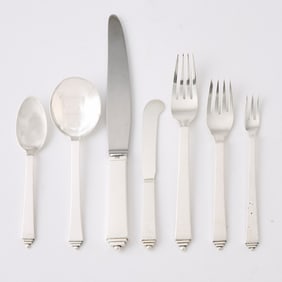 Georg Jensen Sterling Silver 'Pyramid' Pattern Flatware Service