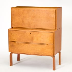 Alvar Aalto for Artek Birch and Plywood Fall Front Desk