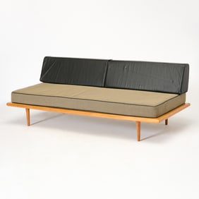 Georg Nelson Birch and Leather Upholstered Daybed