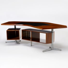 Osvaldo Borsani Chromed Steel, Aluminum and Rosewood No. T-96 Executive Desk