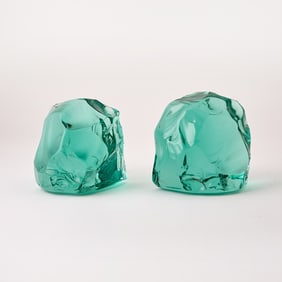 Pair of Max Ingrand for Fontana Arte Solid Glass Bookends