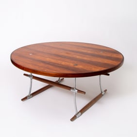 Jens Quistgaard Rosewood and Chromed Steel “Stokke” Coffee Table