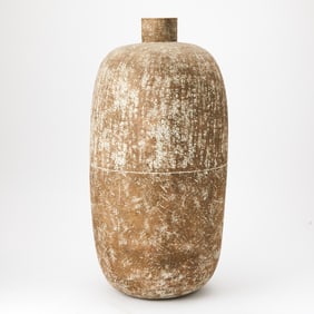 Claude Conover Mid Century Modern Glazed and Incised Earthenware Vessel Titled 'Balinah'