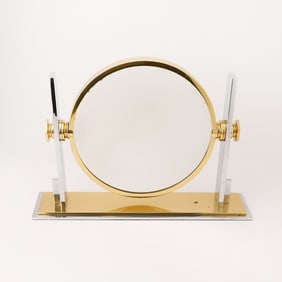 Karl Springer Brass and Chromed Metal Vanity Mirror