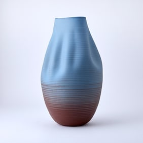 Nicholas Arroyave-Portela Earthenware Vase Titled 'Collapse Blue Form'